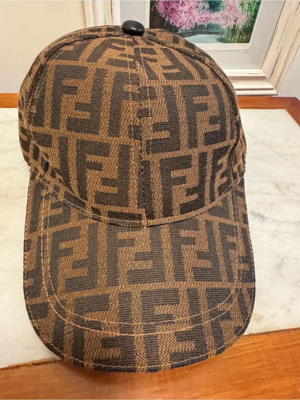 EUC Authentic Fendi Brown Patterned FF Logo Baseball Cap